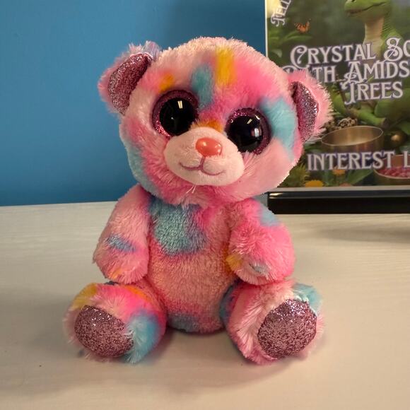 Ty Beanie Boo Franky 6" Multicolor Pastel Bear Plush EUC Soft Toy - Picture 1 of 5